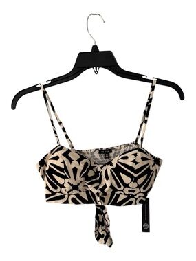 As U Wish Black & Beige Printed Tie-Front Crop top